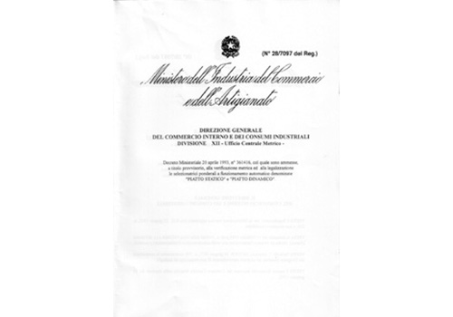 1989-1993: Aprobación de Ufficio Metrico (Oficina Italiana de Pesos y Medidas)